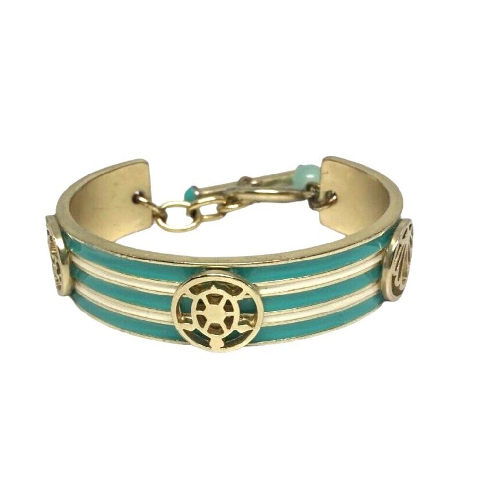 Mermaid cuff bracelet Vineyard Haven Fish Turtle Seashell turquoise white beach